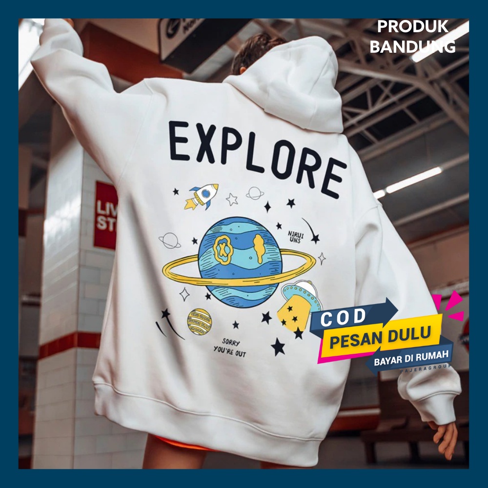 Sweater Aesthetic Wanita Hoodie Original Premium EXPLORE Hoddie Cewek Cowok XXL Switer Korea Sweter 