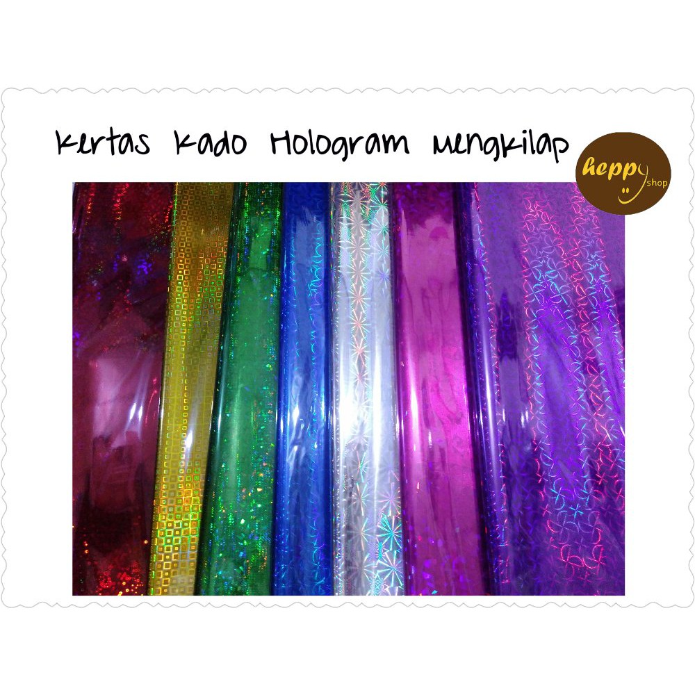 

Stok Ready Kertas Kado Hologram Mengkilap 3D Plastik Kilap edisi grosir