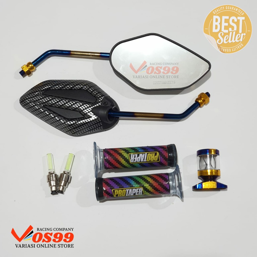 PAKET SPION VARIO 150 / 125 TWOTONE + GRIP PELANGI + STEMPEL HONDA TWOTONE DAN BONUS TUTUP PENTIL