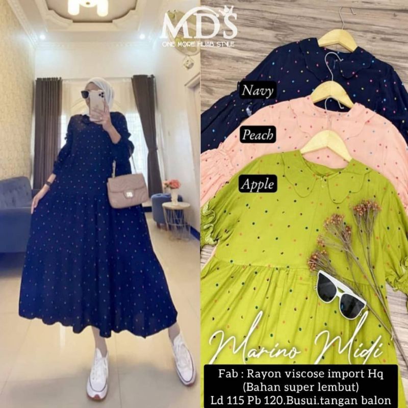 Ready Midi Dress Rayon  Motif Polkadot Viscose Import