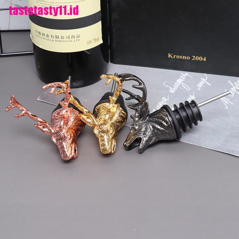 Stopper Botol Wine Bentuk Kepala Rusa Bahan Zinc Alloy Untuk Bar