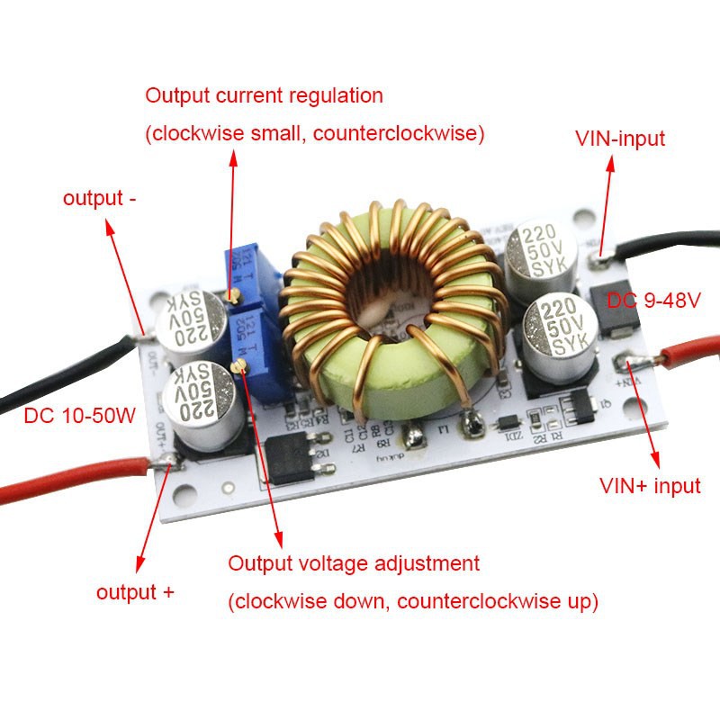 Modul Step Up 250W 10A Boost Converter DC-DC 8.5-48V to 10-50V