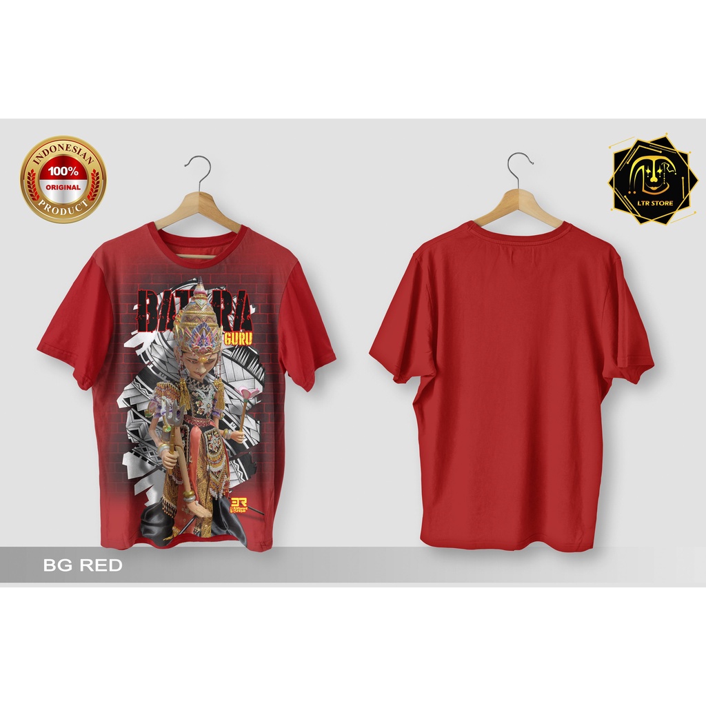 [ BAYAR DI TEMPAT ] BAJU PRINTING GAMBAR WAYANG BG RED BATARA GURU - KAOS DISTRO ORIGINAL MOTIF KESE