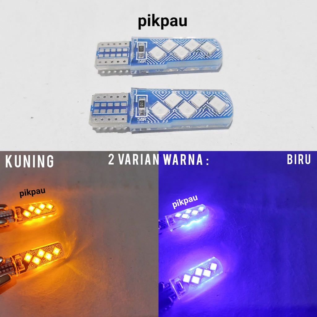 Sepasang Lampu Sein T10 Sen Senja 10 Mata Body Biru Untuk Universal