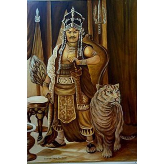 lukisan cetak prabu Siliwangi plus bingkai uk 65 x45