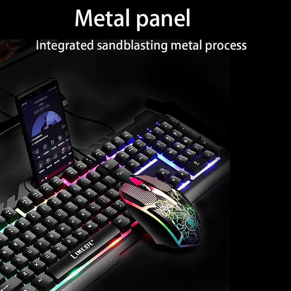 Combo Keyboard Gaming RGB with Mouse + Holder Smartphone