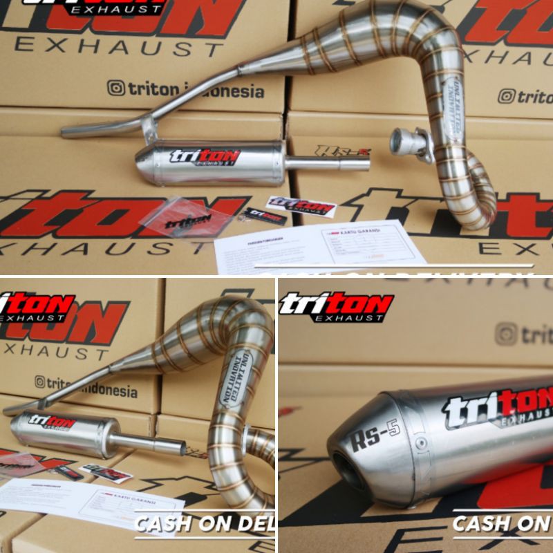 Kenalpot Racing Suzuki TS125 Original Triton Exhaust Full Stenlis Suara Garing