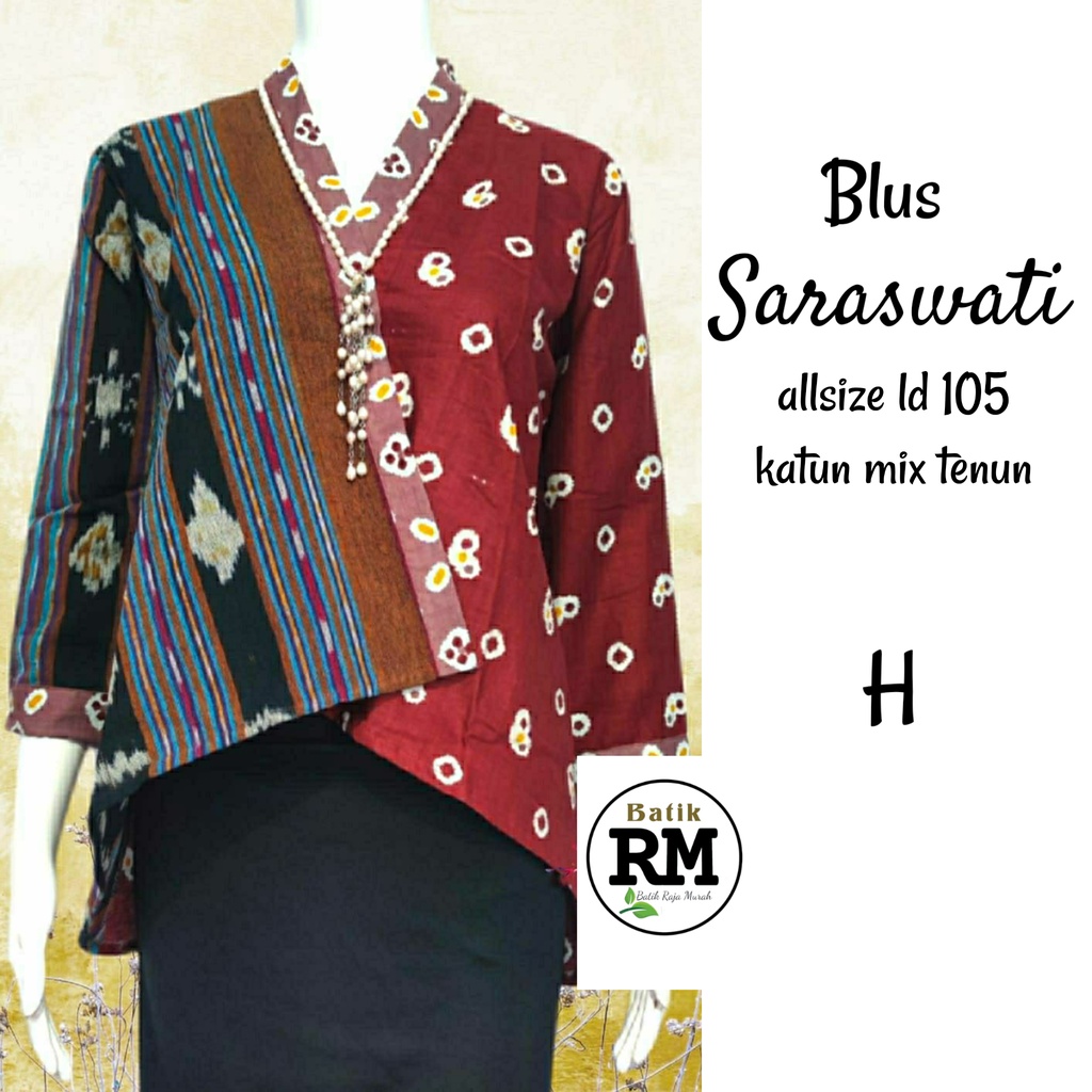 Blus saraswati tenun troso kombi mix katun best atasan trendy