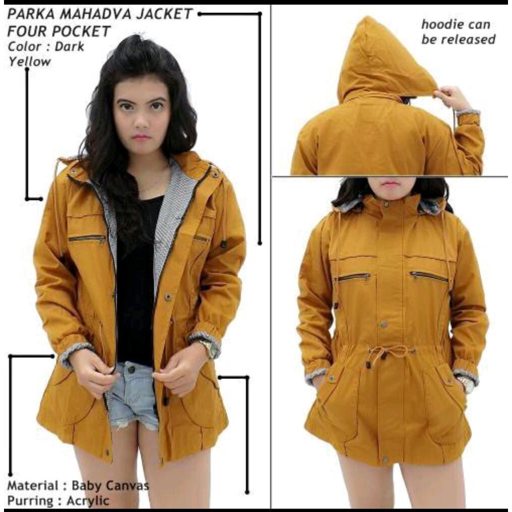 JAKET PARKA WANITA BIG SIZE BAGIAN HOODIE BISA DILEPAS DAN BOLAK BALIK /JAKET PARKA WANITA KANVAS SIZE L SAMPE 4XL BIG SIZE