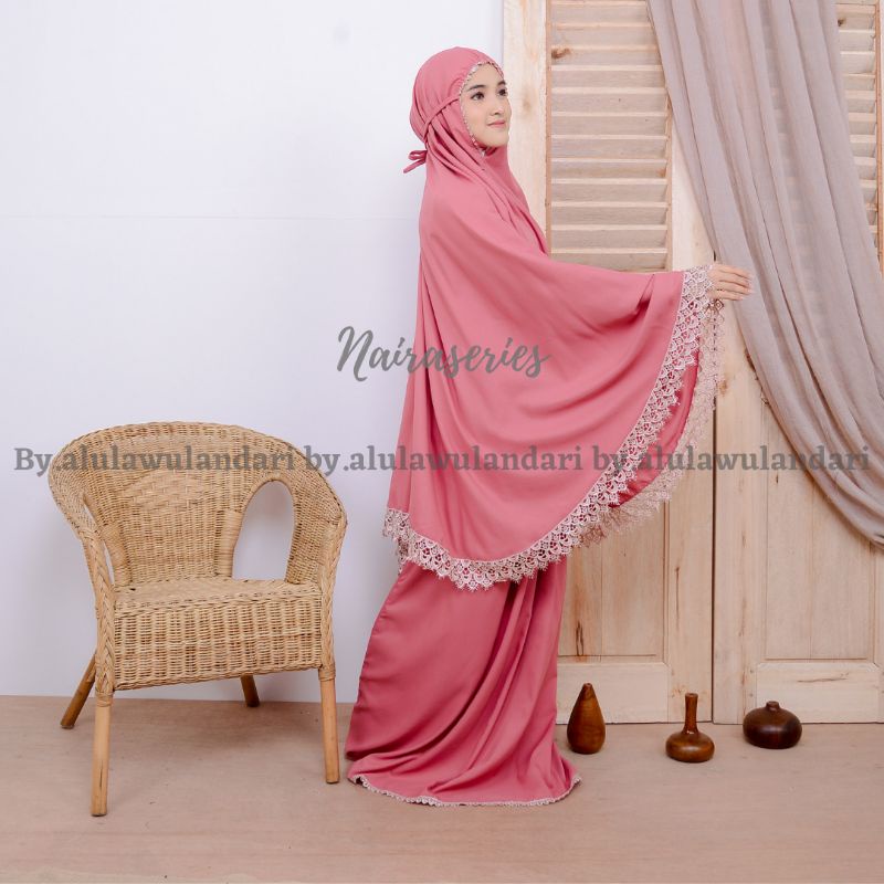 Mukena Nairaseries katun polos dewasa renda giper