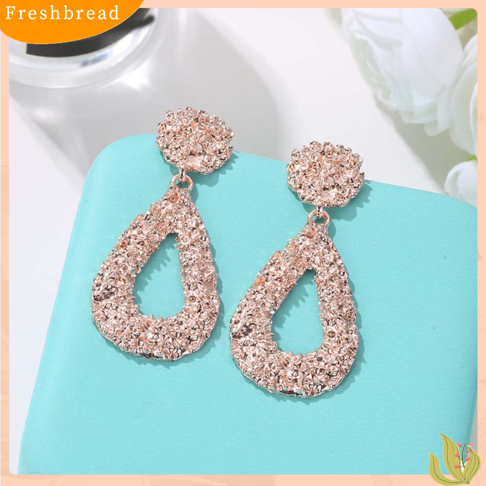 Fresh| Anting Tusuk Gantung Wanita Desain Tetesan Air Hollow Emboss Gaya Bohemian Untuk Hadiah