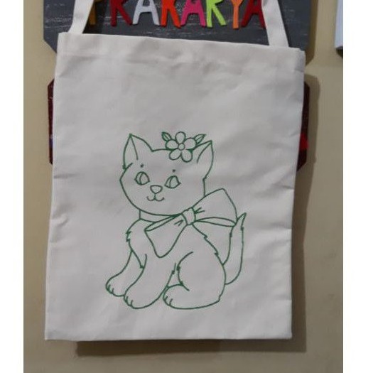 

Tas Kanvas tema ramadhan idul fitri paket cat & kuas, pola
