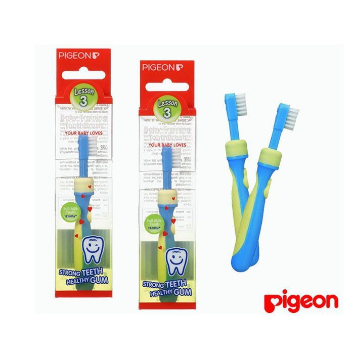 Pigeon Baby Training Toothbrush lesson 3 biru