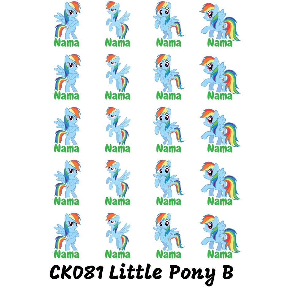 

Sticker Nama Cutting Label Waterproof Tahan Air Little Pony B (CK081)