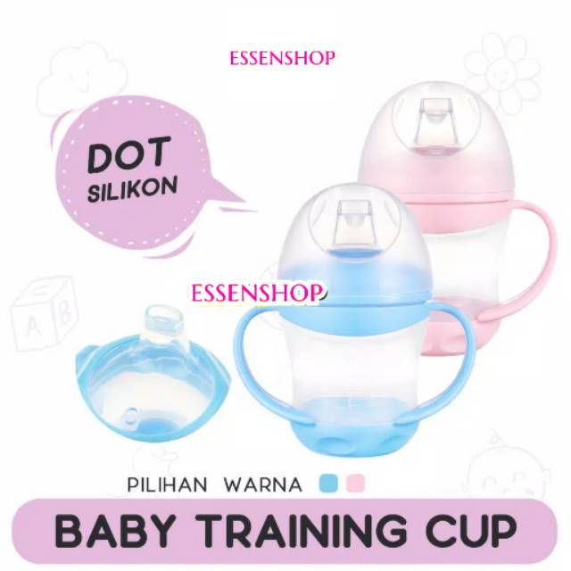 Botol Minum Bayi Spout Silicone Dengan Pegangan Training cup