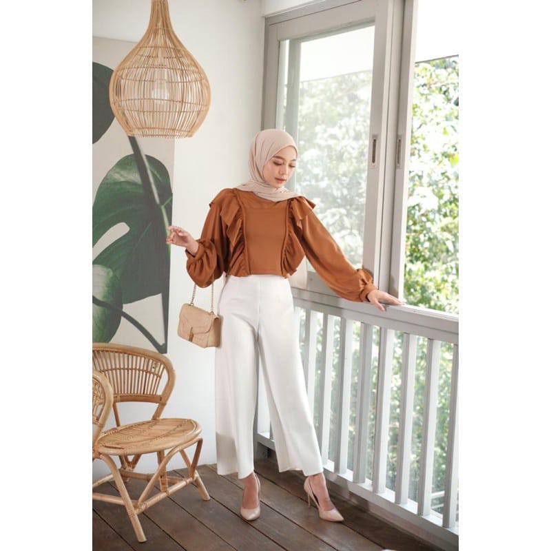 ZIA blouse atasan+tanktop blouse scuba wanita / SET KEKINIAN