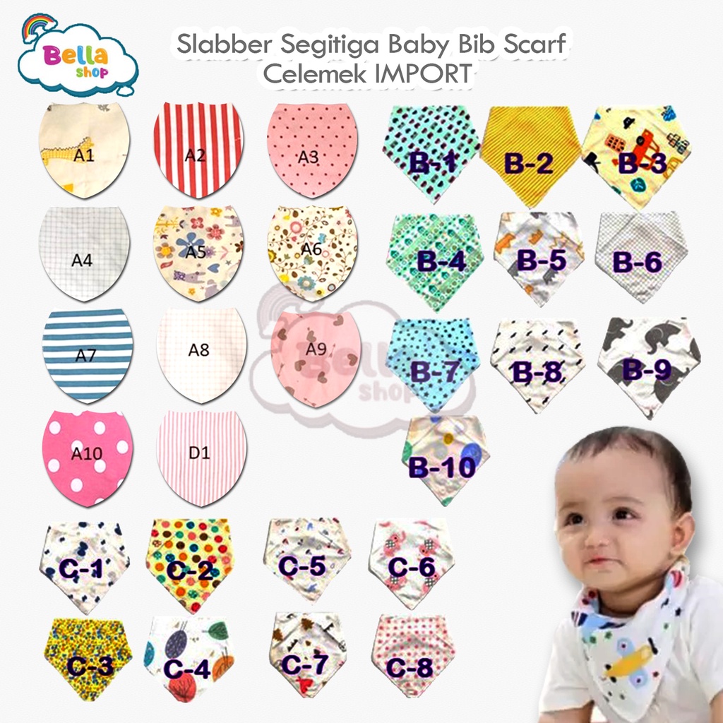 SLABBER BAYI Slabber Segitiga Baby Bib Scarf Celemek IMPORT Murah - BELLA SHOP