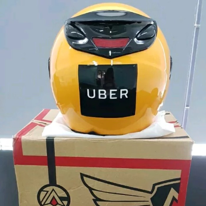 HELM SNI PROMO MURAH HIGH QUALITY PRIA WANITA UBER MODEL KEREN - Orange- Black Doff