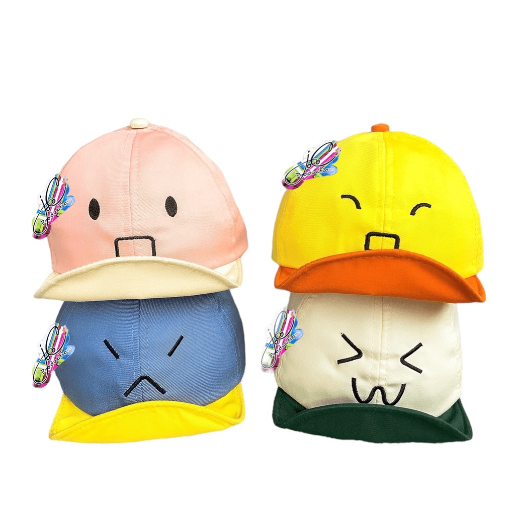 Jocoproduction - Topi Baseball Fashion Hat Anak Bayi Laki-laki & Perempuan Motif Ekspresi Lucu Bordir Emoji Unisex-6