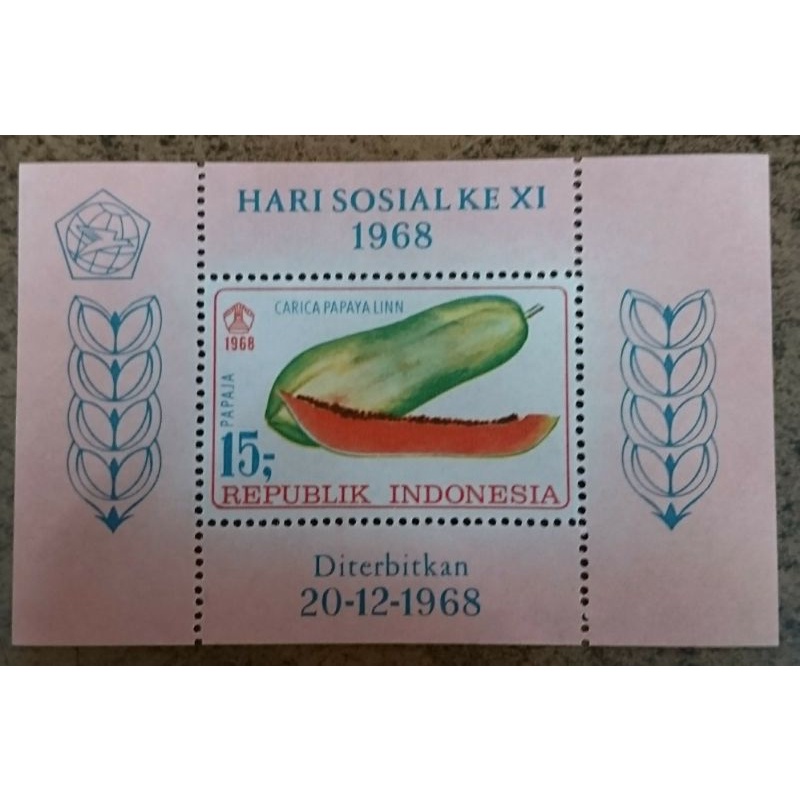 

Souvenir Sheet Indonesia Hari Sosial ke XI Buah-buahan 1968