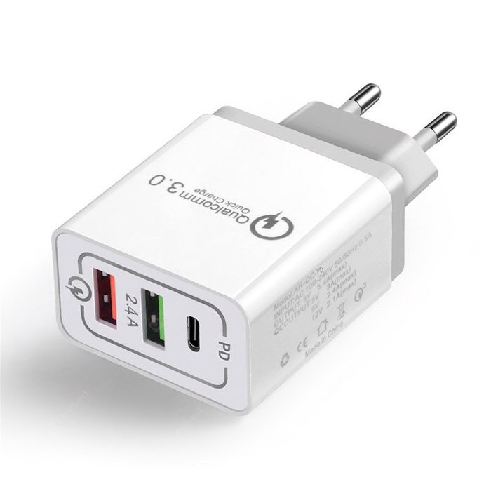 (2USB+PD) Charger Quick Charge QC 3.0 Power Delivery PD 3.0 PD/QC30W