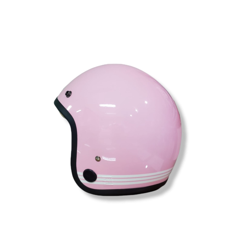 Helm Bogo / Helm Retro ANT Line Pink + Kaca