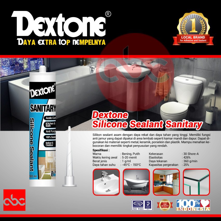 Silicone Sealant Dextone Sanitary 100% Sealant Anti Jamur Tahan Air