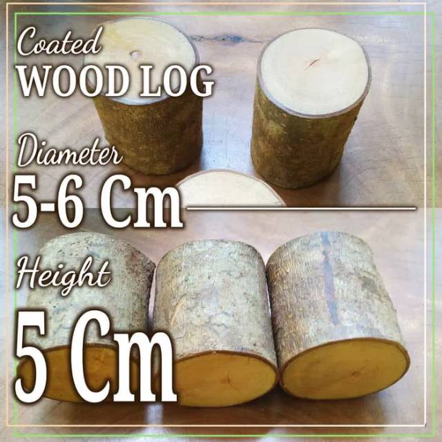 Coated wood log 5-6 cm x 5 cm Potongan kayu log dekorasi craft hiasan