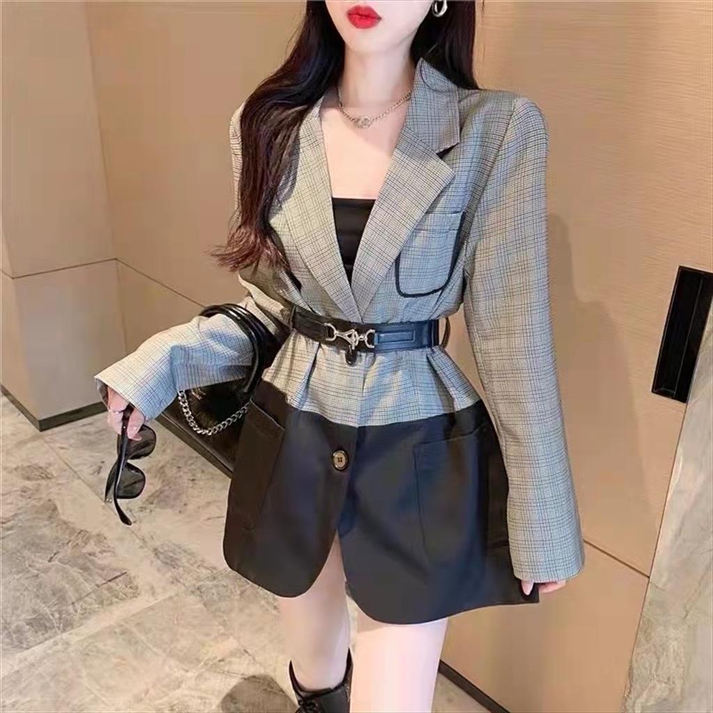 TERMURAH OVERSIZE BLAZER KOREAN PREMIUM OUTER WANITA KATUN IMPORT WITH BELT  FS Bangkok