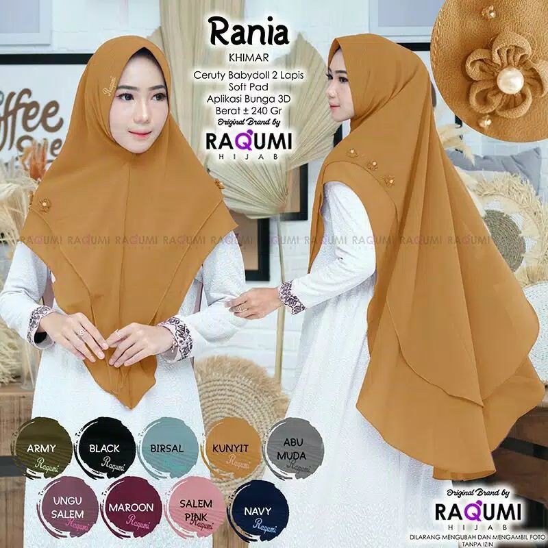 RANIA ORIGINAL RAQUMI HIJAB | new Raqumi Hijab | Khimar Jumbo Raqumi | Khimar 2 Layer Raqumi