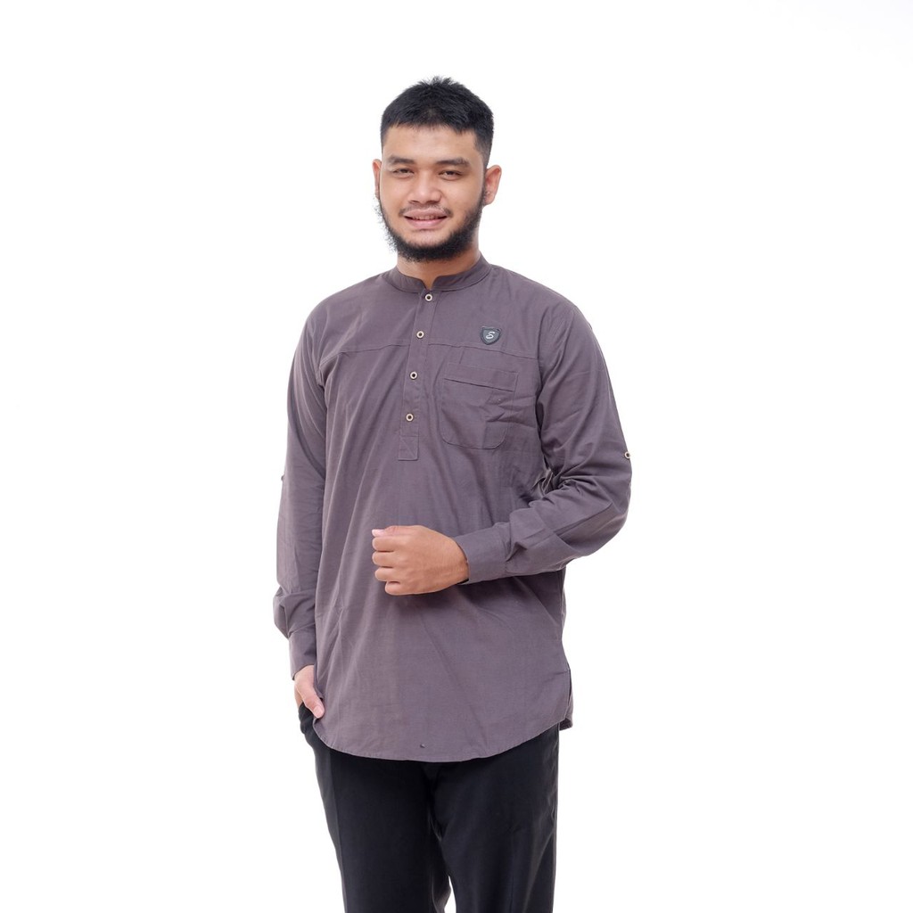 Baju Koko Pakistan / Kurta Baby Canvas / Kanvas Lengan Panjang Polos Abu-abu