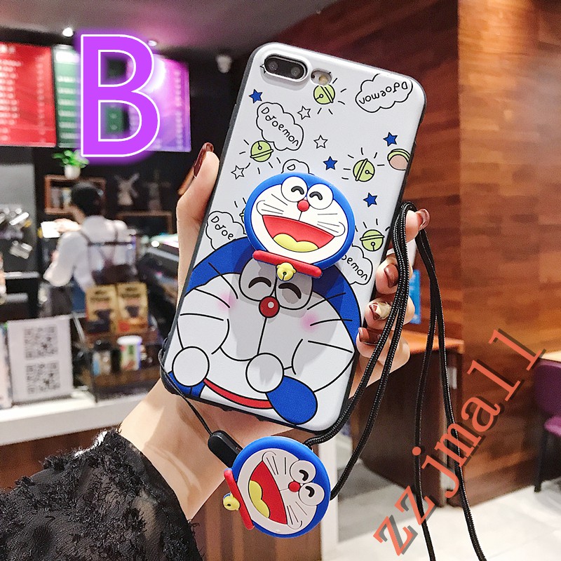 Case HP Gambar Doraemon dengan Lanyard untuk oppo F9 F7