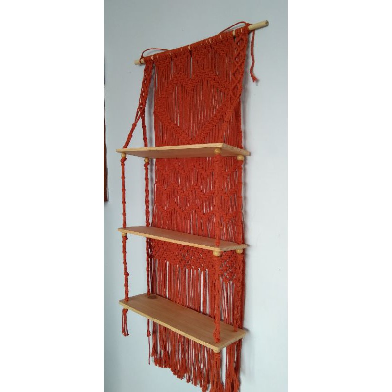 READY STOK) macrame rak kayu/ Macrame ambalan/ rak kayu/ rak buku (AMB 069)