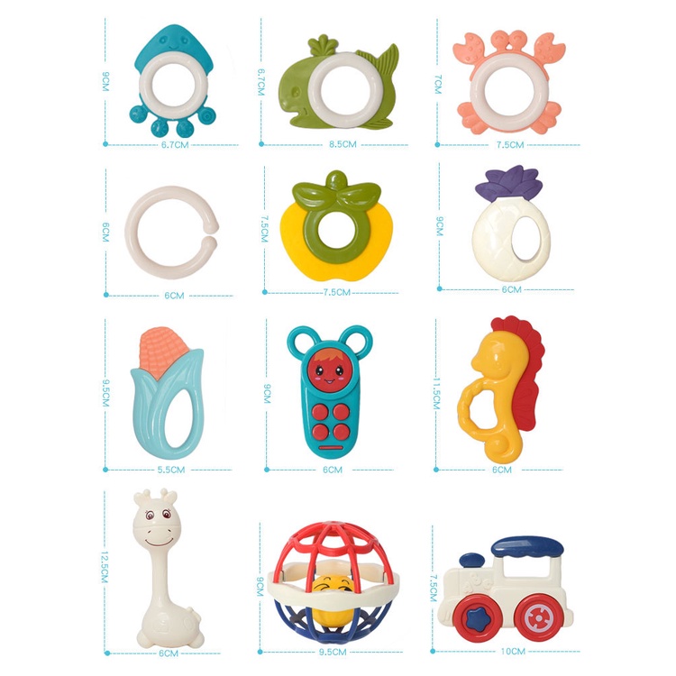 Gaudi Teether bayi gigitan bayi bpa free Mainan Kerincingan Bayi 0-12 Bulan Pendidikan Awal Teether Bayi Set Rattle Bayi Musik