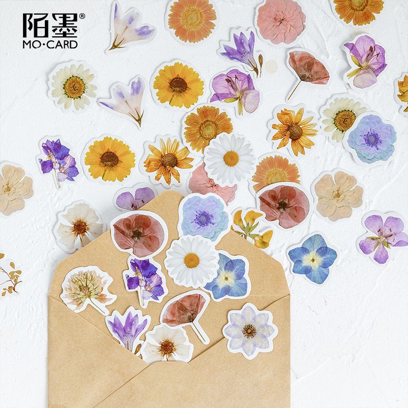 

BAYAHXX 46Pcs/box Cute Flower Poetry Stationery Flakes Scrapbooking DIY Decorative Stickers