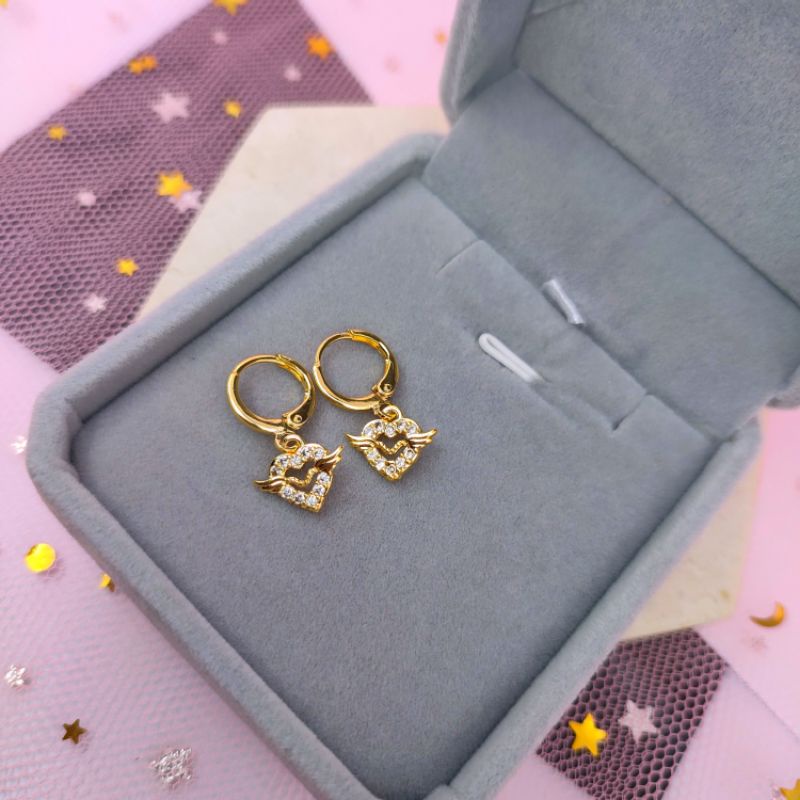 Anting love sayap lapis emas