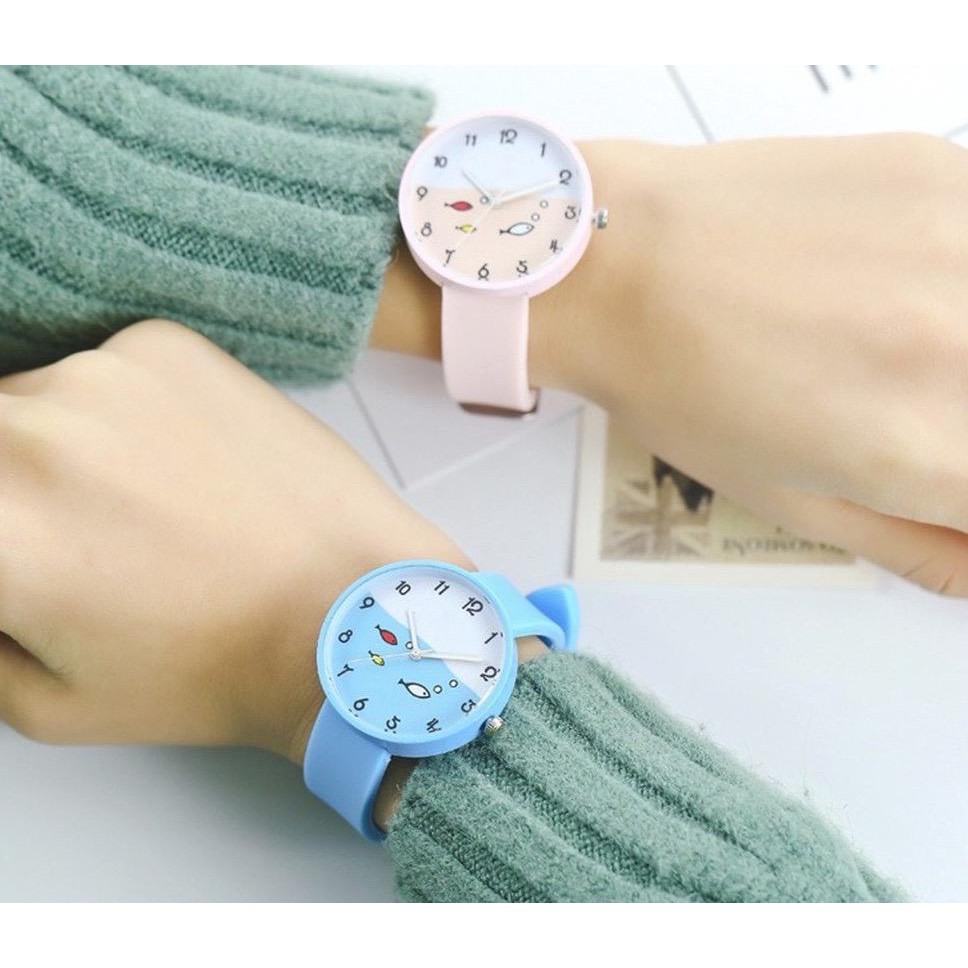 BAJ JAM TANGAN MURAH PRIA WANITA ANALOG RUBBER SHSHD  HARAJUKU CANDY CAT KOREAN STYLE FISH GN028