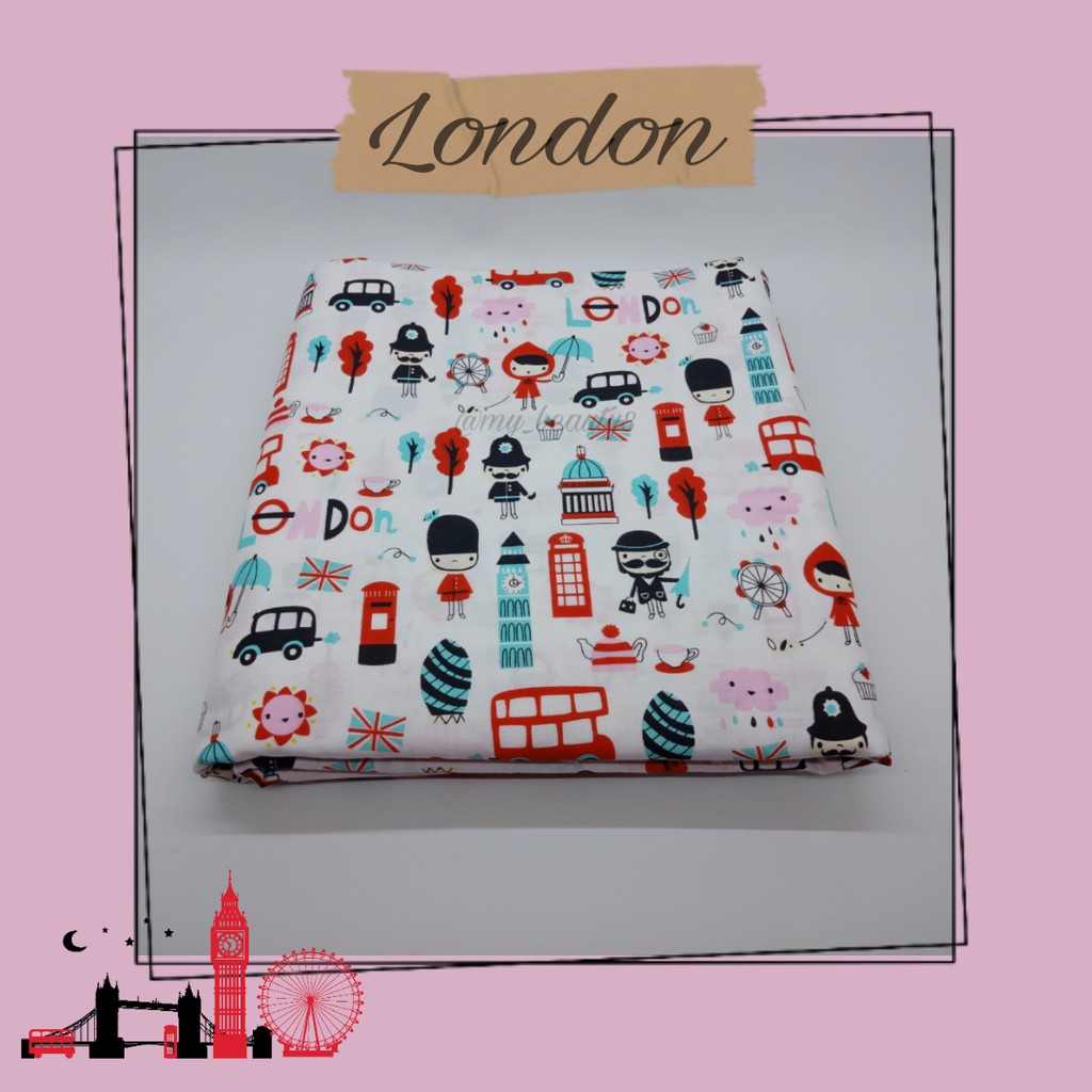 Kain Perca Katun Motif London