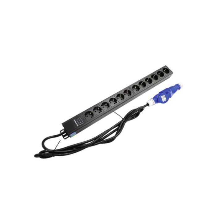 PDU12G-16L - PDU 12 Outlet with head plug 3pin 2P+E 16A - INDORACK