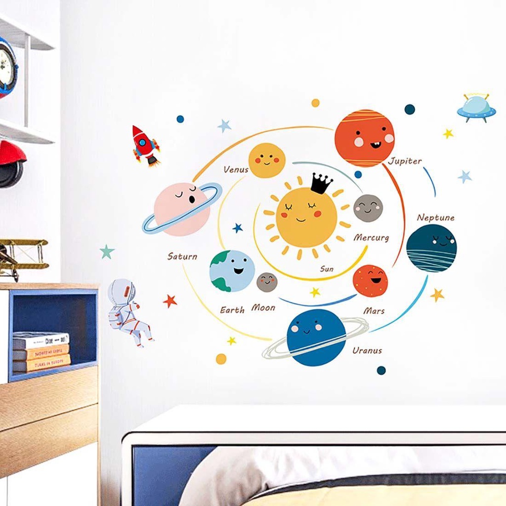 Populer Solar System Wall Decal Dekorasi Rumah Untuk Kamar Anak Vinyl Mural Art Jungle