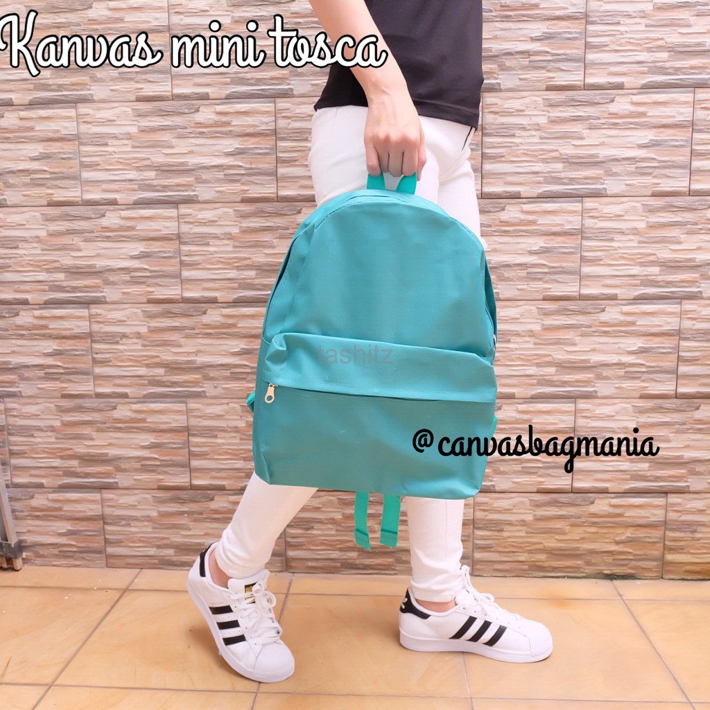 TAS RANSEL KANVAS POLOS UKURAN MINI/KECIL HARGA GROSIR (TOSCA)