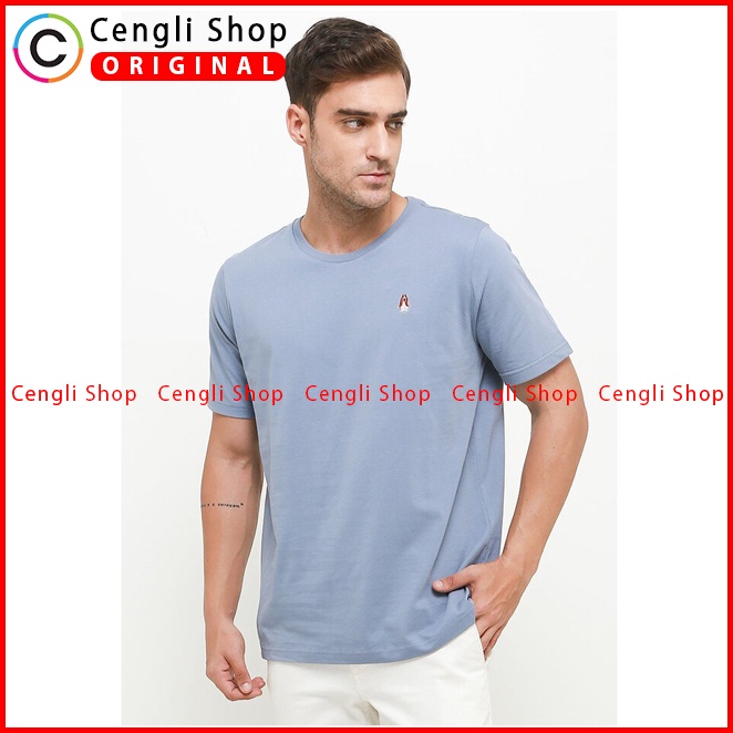 BAJU KAOS PRIA HUSH PUPPIES ORIGINAL CASUAL LENGAN PENDEK BIRU HM17