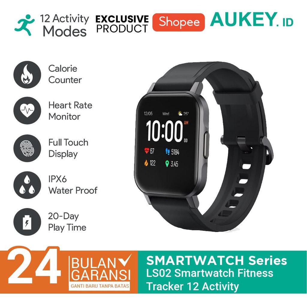 Aukey Smartwatch LS02 Fitness Tracker Activity - 500911 / 500944 / 500979 / 500980 - LS02