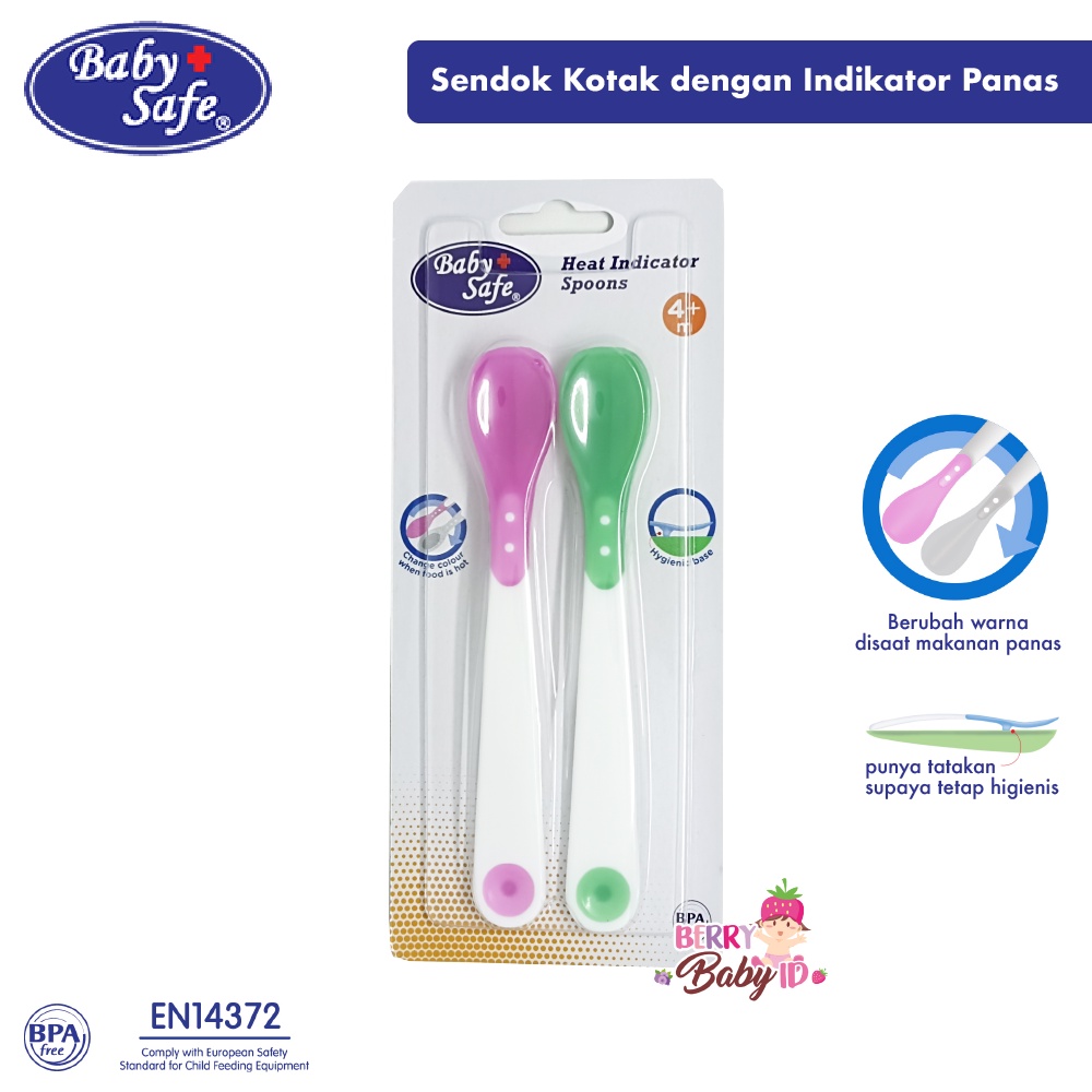 Baby Safe Heat Indicator Spoon Round Square Sendok Indikator Panas 4m+ Berry Mart