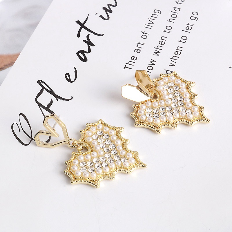 Anting 925 Silver Needle Bentuk Hati Aksen Mutiara Berlian Gaya Korea Elegan Untuk Wanita