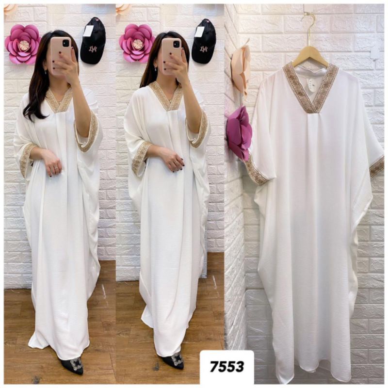 KAFTAN DRESS POLOS RENDA TURKI DRESS MUSLIM FASHIO KEKINIAN RACUN SHOPEE KF