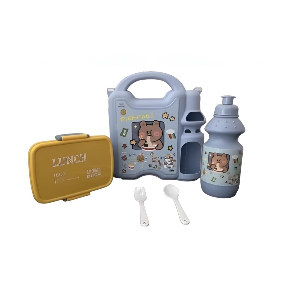 LUNCH BOX KARAKTER TEMPAT BEKAL MAKAN DAN BOTOL MINUM FREE PACKING BUBBLE FBL