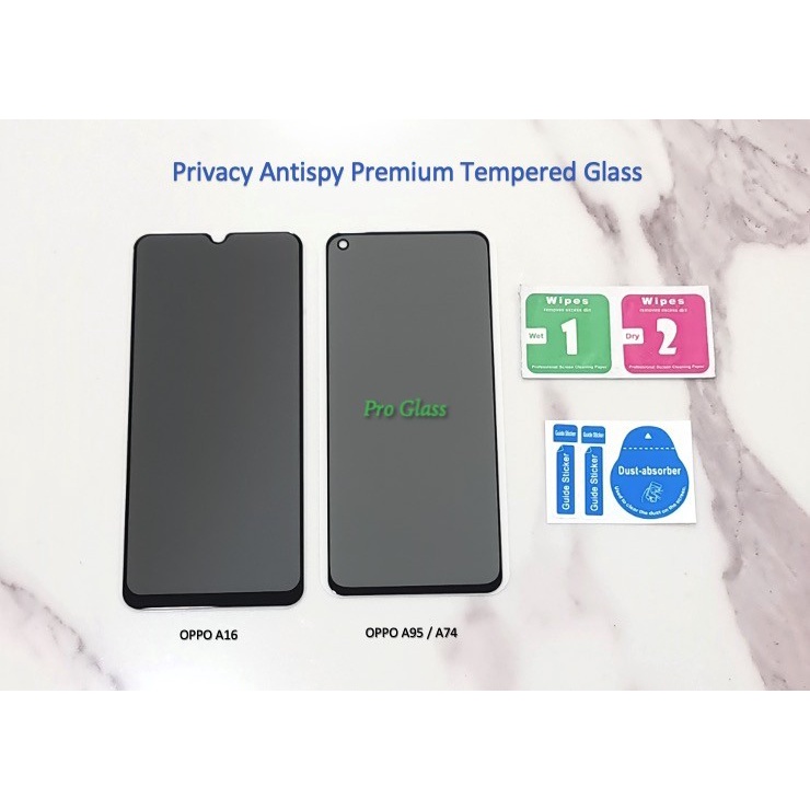 OPPO A16 / A95 / A74 Privacy Anti Spy / Antispy Premium Tempered Glass