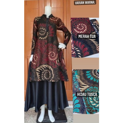 Gamis Office Dinas Batik Gamis Kerja Model Setelan Tunik Gamis Seragam Guru Batik S M L XL XXL