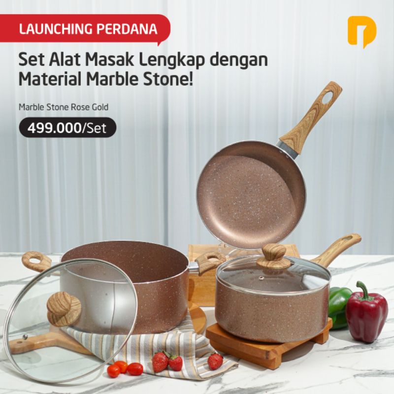 Panci Marble Stone Rose Set